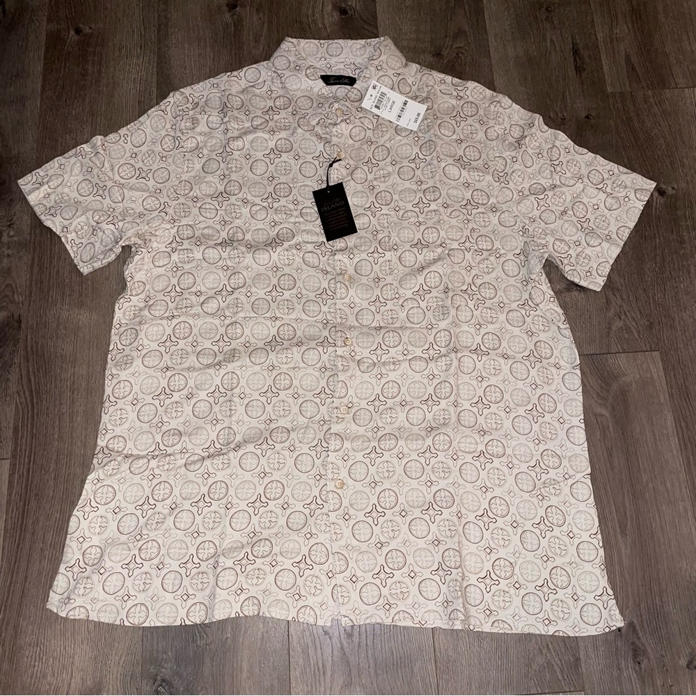 Tasso Elba SILK BLEND WOVN Short Sleeve Button Down